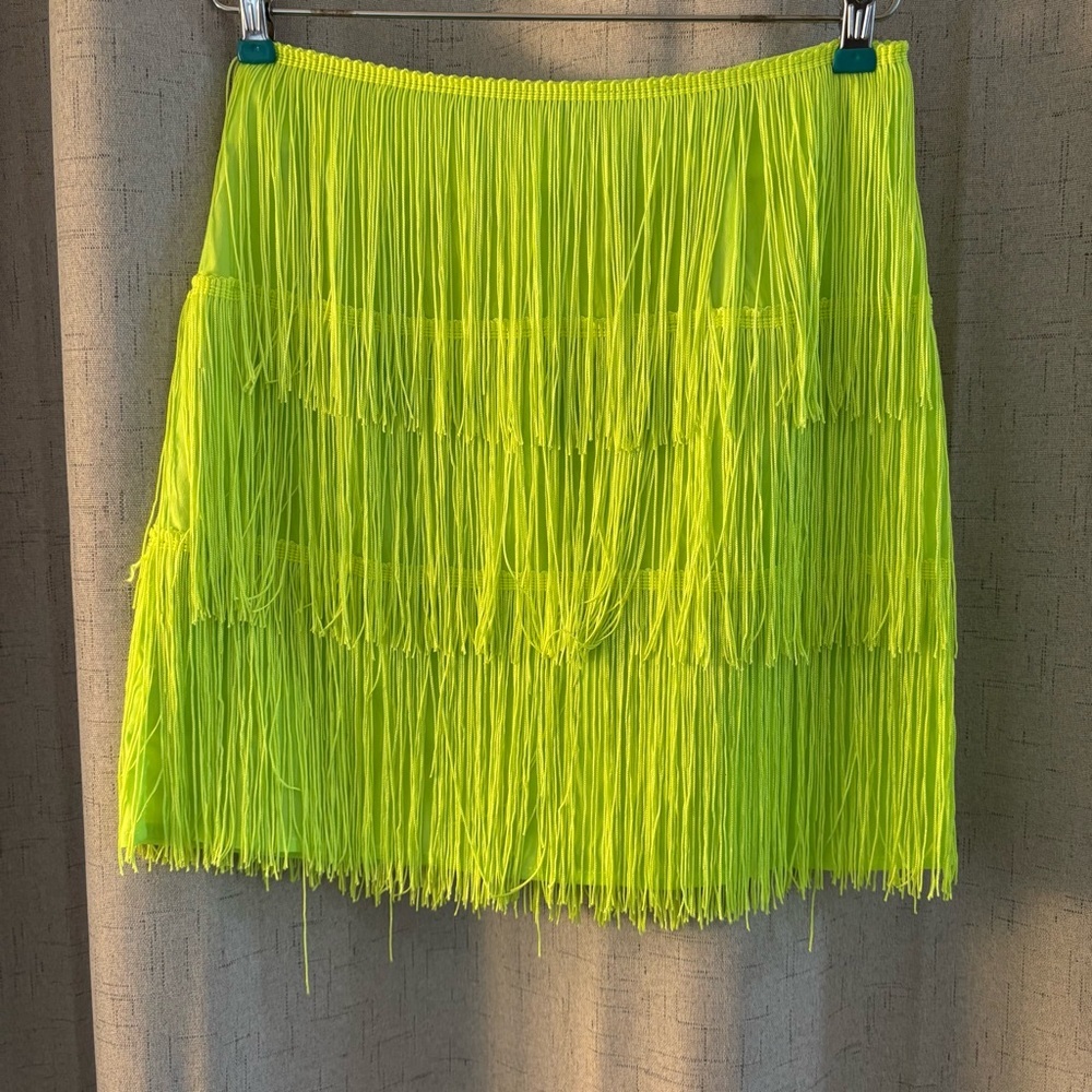 Showpo fringe neon‎ green skirt. Size 4. Salsa/Latin Dancing. Flapper.